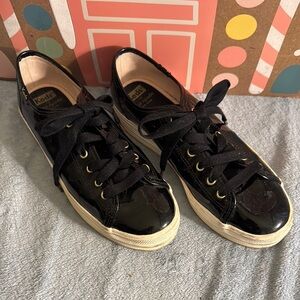 Kate Spade Keds Glossy patented leather Black Sneakers with Light Soles 8.5